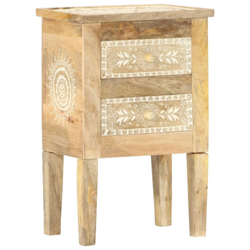 VidaXL vidaXL Solid Mango Wood Bedside Cabinet with 2 Drawers 40x30x60cm Side Desk