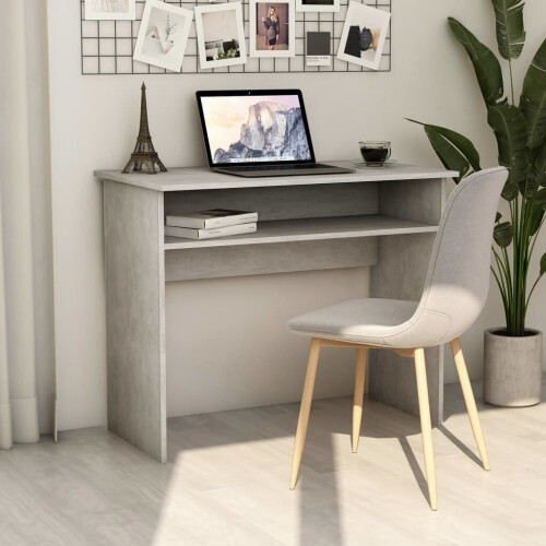 vidaXL Desk Concrete Grey Engineered Wood Computer Office Table Workstation
