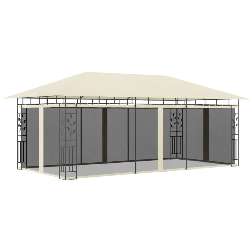 vidaXL Gazebo with Mosquito Net 6x3x2.73m Cream Outdoor Canopy Wedding Tent