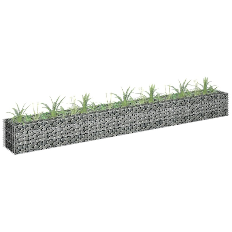 vidaXL Gabion Raised Bed Galvanised Steel 270x30x30cm Garden Fencing Patio