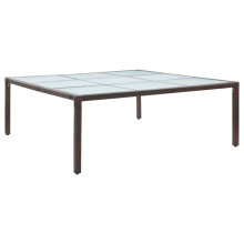 vidaXL Garden Dining Table Brown Poly Rattan Outdoor Furniture Patio Stand