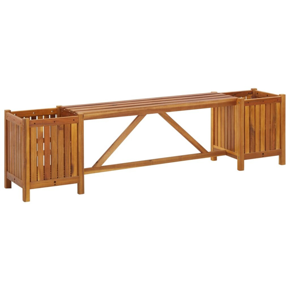 vidaXL Solid Acacia Wood Garden Bench with 2 Planters 150cm Outdoor Patio Seat