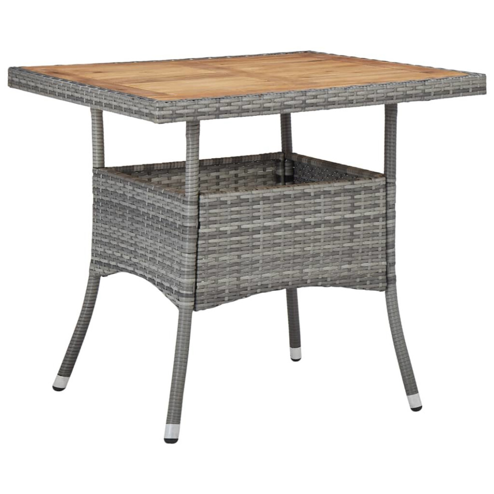 vidaXL Solid Acacia Wood Outdoor Dining Table Grey Poly Rattan Furniture