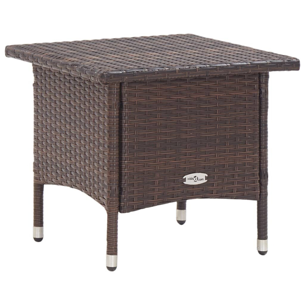 Vidaxl Tea Table Brown Poly Rattan Outdoor Garden Backyard Patio Deck Tables