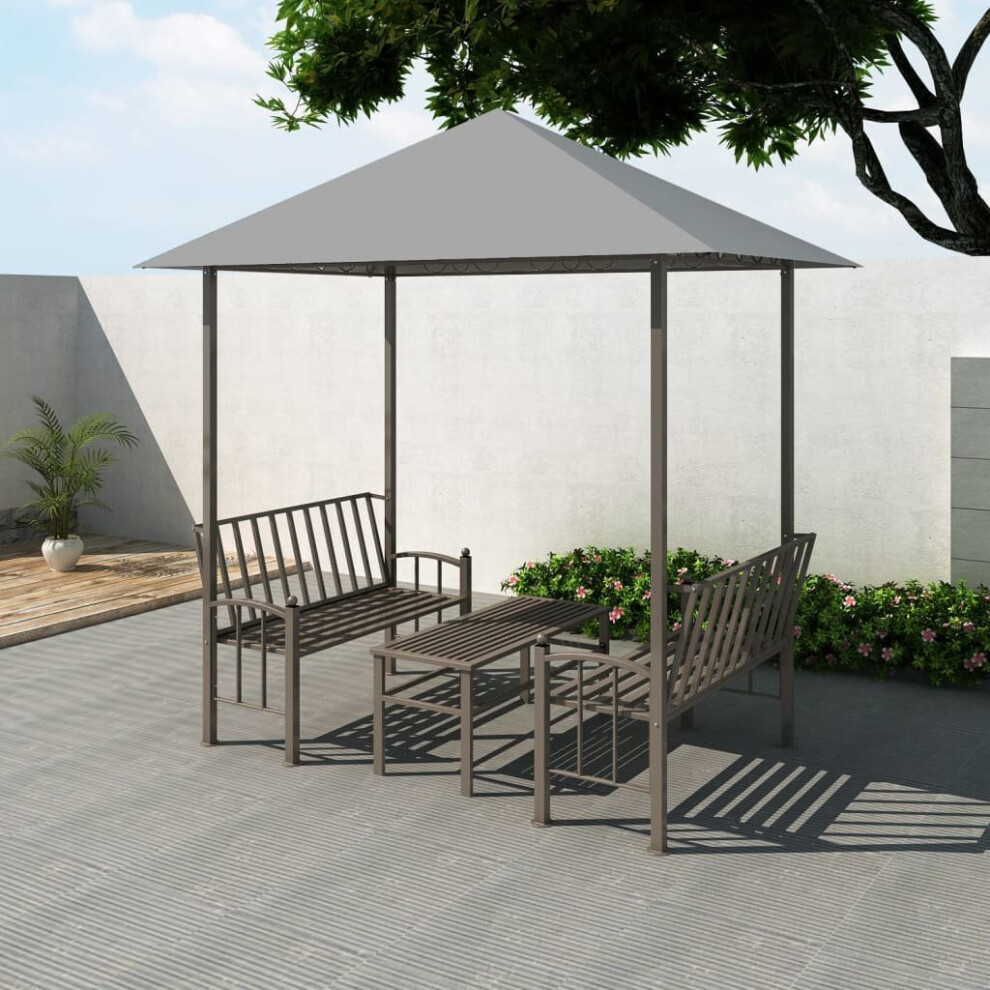 vidaXL Garden Pavilion with Table and Benches Anthracite Patio Gazebo Marquee