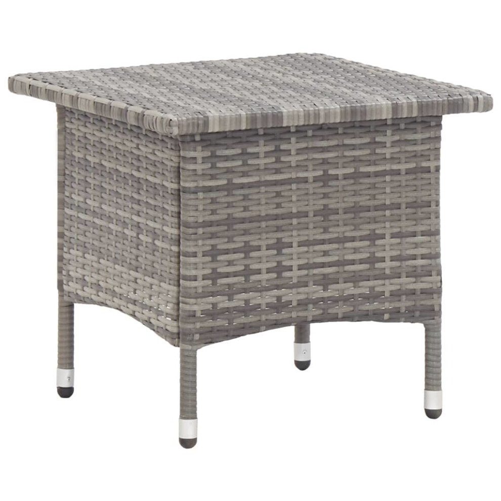 Vidaxl Tea Table Grey Poly Rattan Home Outdoor Garden Backyard Patio Tables