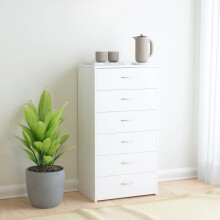 vidaXL Sideboard with 6 Drawers White Engineered Wood Drawer Storage Cabinet