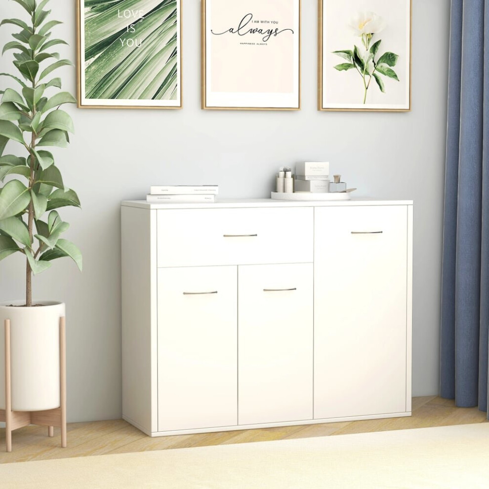 Vidaxl Sideboard White Engineered Wood Storage Cabinet Home Organiser Buffet
