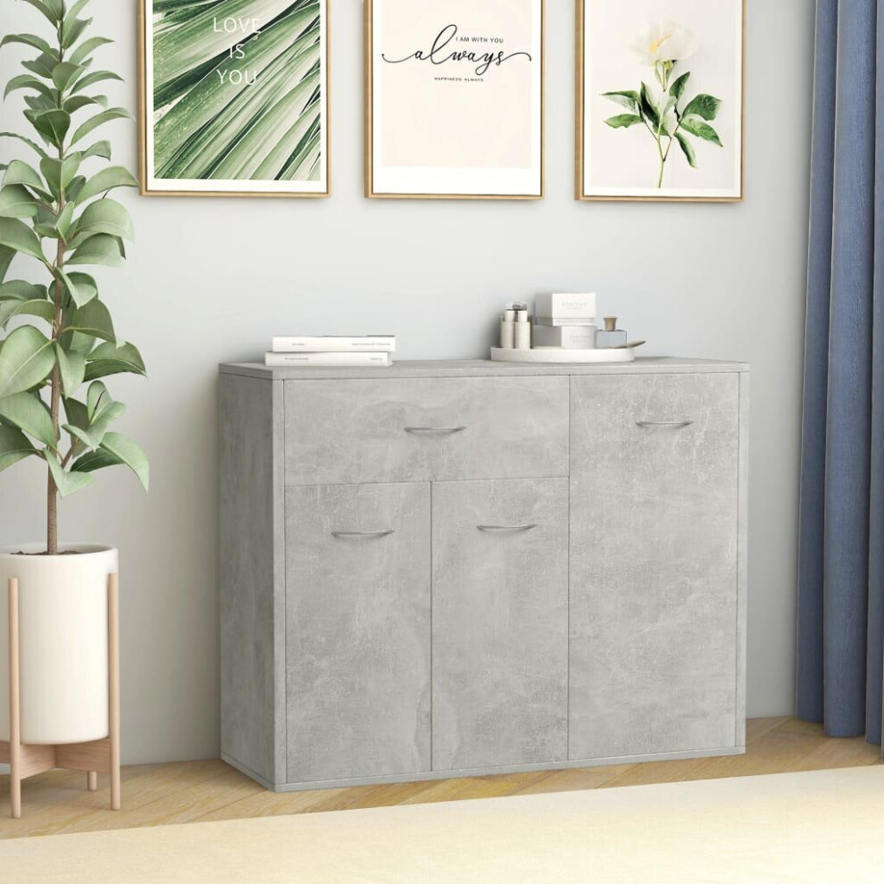 Vidaxl Sideboard Concrete Engineered Wood Cabinet Home Organiser Buffet Grey