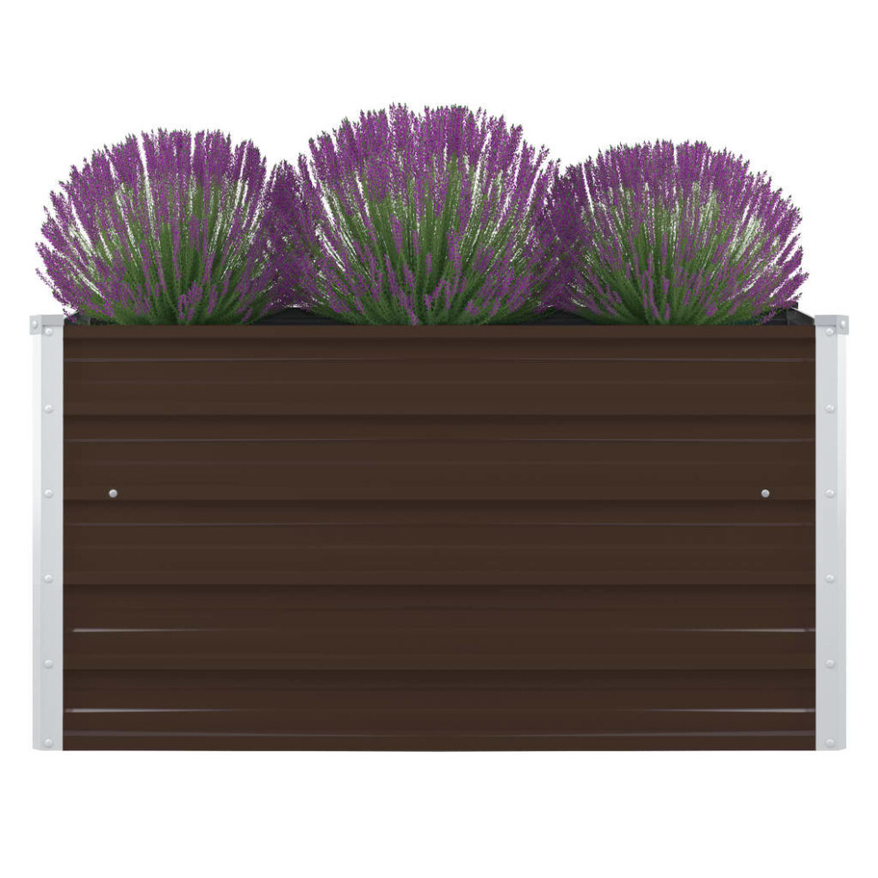 vidaXL Raised Garden Bed Galvanised Steel Brown Metal Planter Pot Flower Boxes