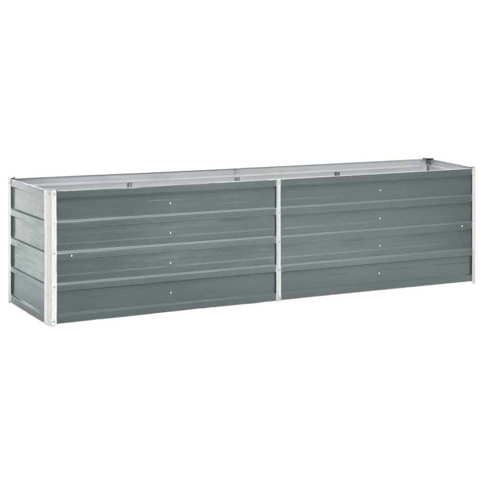 Vidaxl Garden Raised Bed 240X40x45cm Galvanised Steel Grey Patio Planter Pot