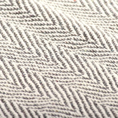 VidaXL vidaXL Throw Cotton Herringbone 220x250cm Grey Sofa Blanket Bedspread Cover 1