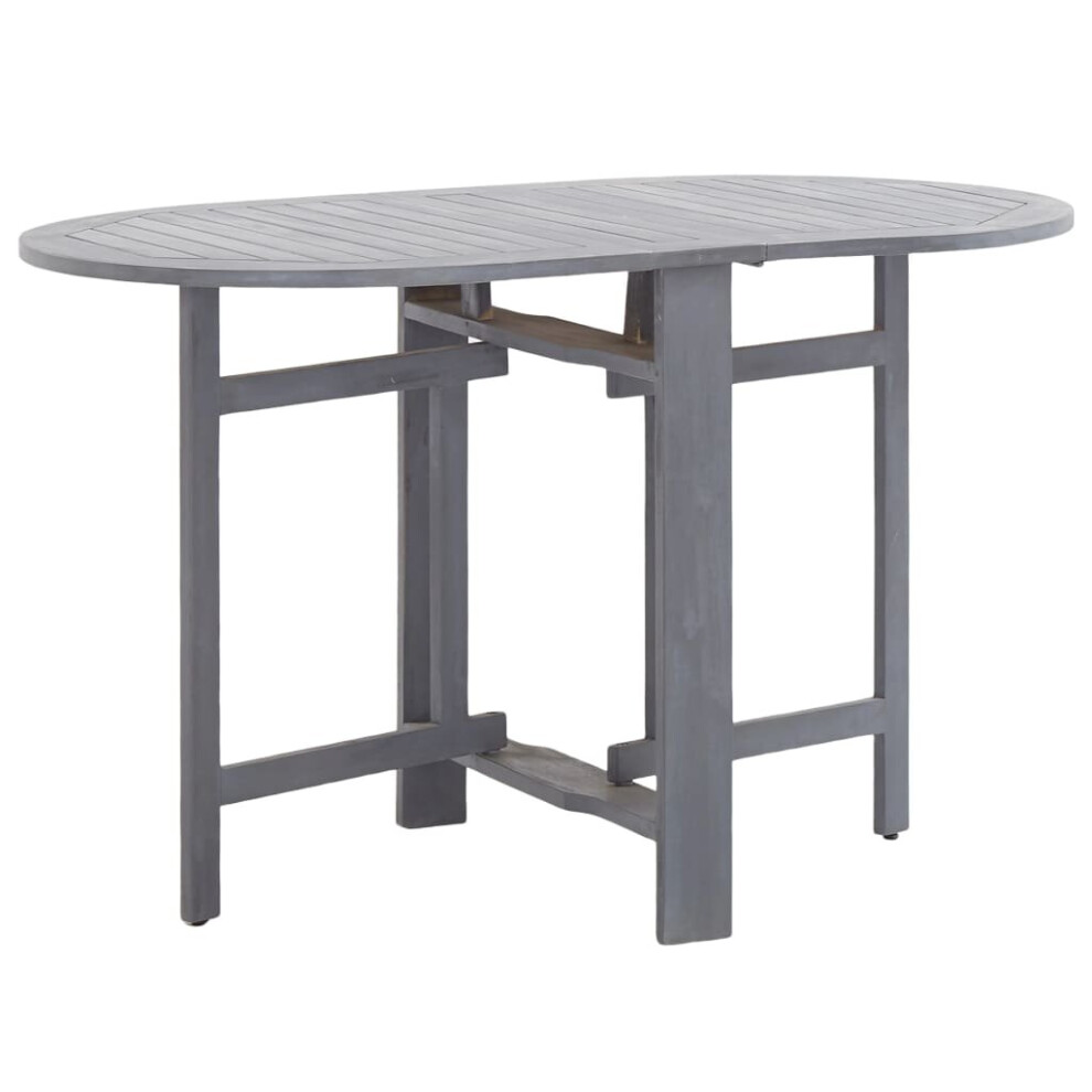 vidaXL Solid Acacia Wood Garden Table Grey 120cm Dining Kitchen Butterfly Desk