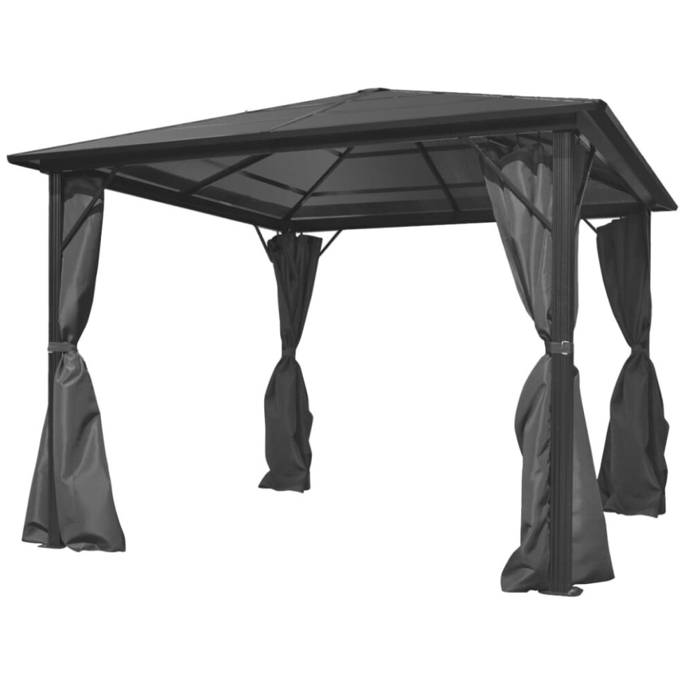 Vidaxl Gazebo With Curtain Aluminium 300X300cm Canopy Shelter Tent Anthracite