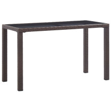 vidaXL Garden Table Brown 123cm Poly Rattan Outdoor Garden Dining Furniture