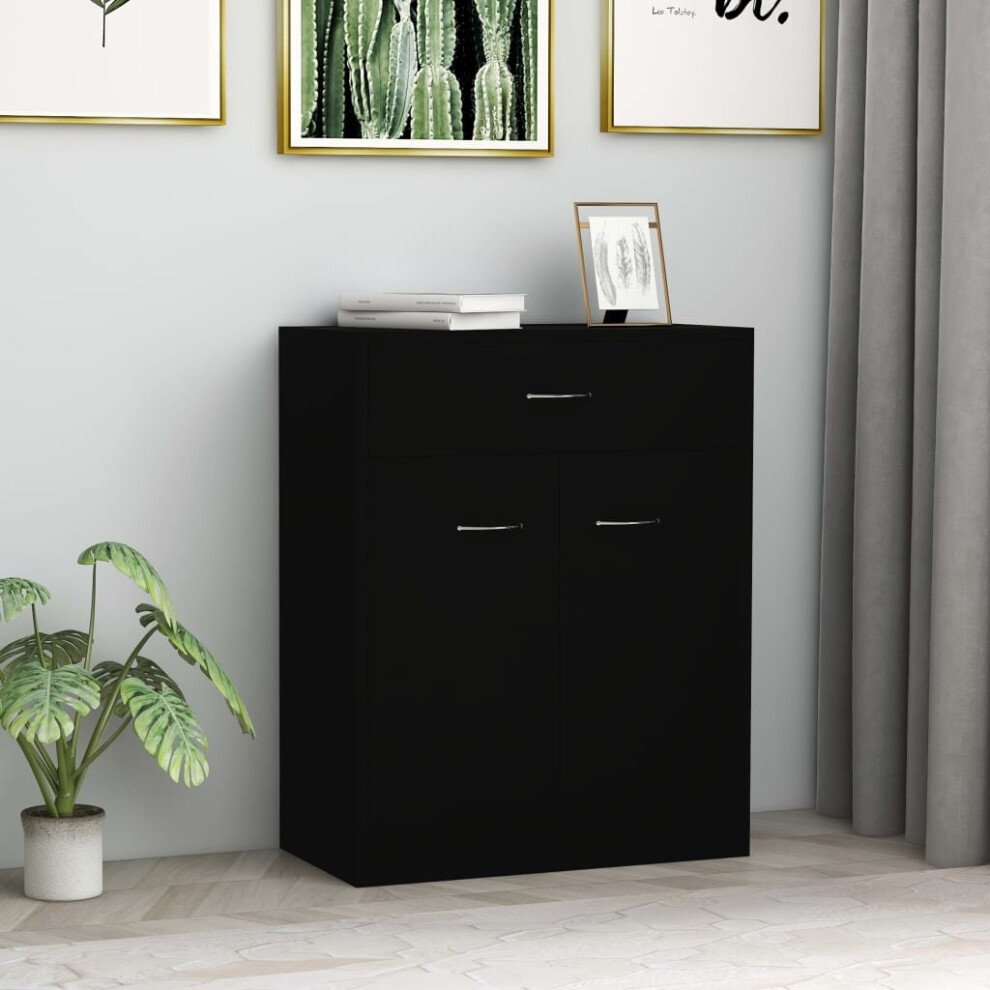 vidaXL Sideboard Black Chipboard Living Room Storage Drawer Cabinet Lowboard