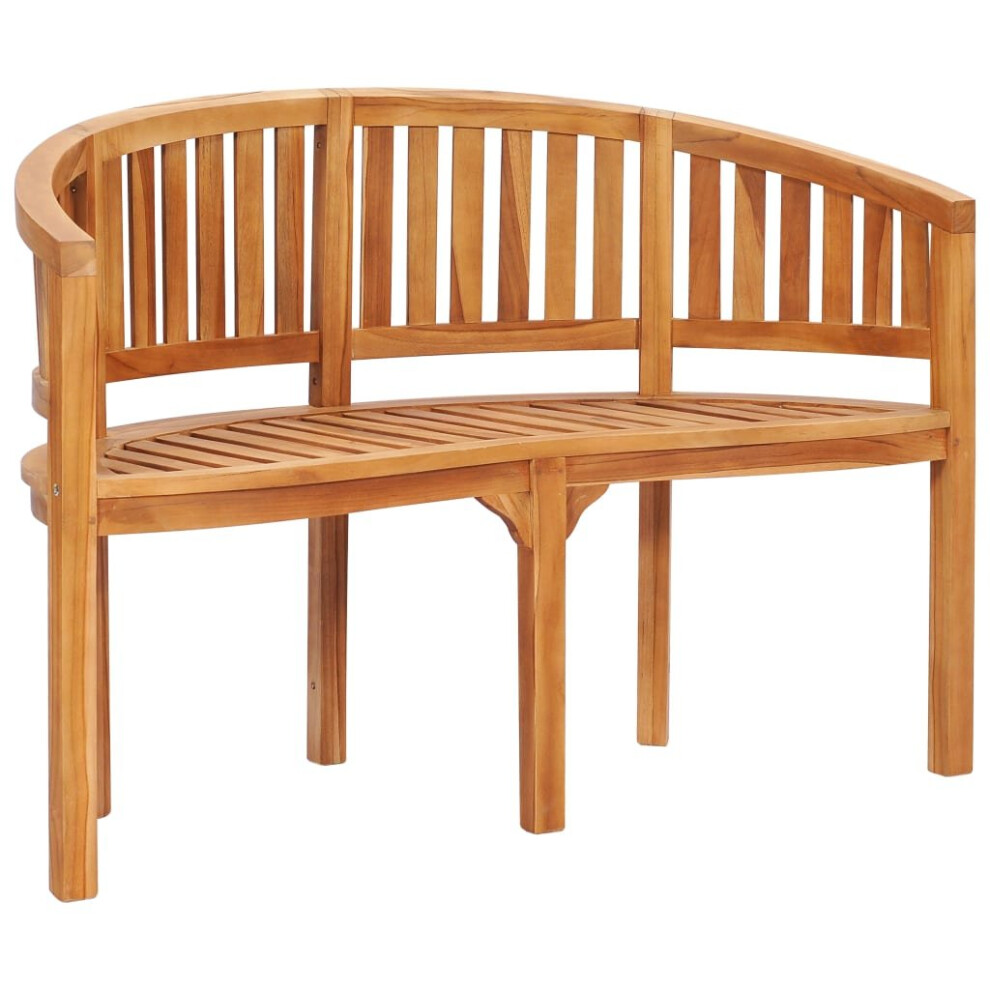 Vidaxl Solid Teak Wood Banana Bench 120Cm Patio Bench Outdoor Seating Garden