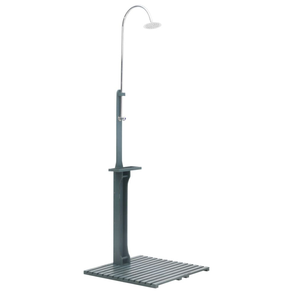 Vidaxl Garden Shower Anthracite Wood Outdoor Swimming Poolside Showering Bath