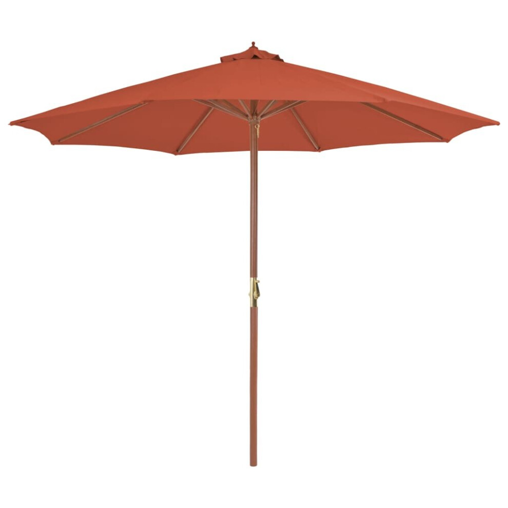 Vidaxl Garden Parasol With Wooden Pole Sunshade Outdoor Umbrella Terracotta