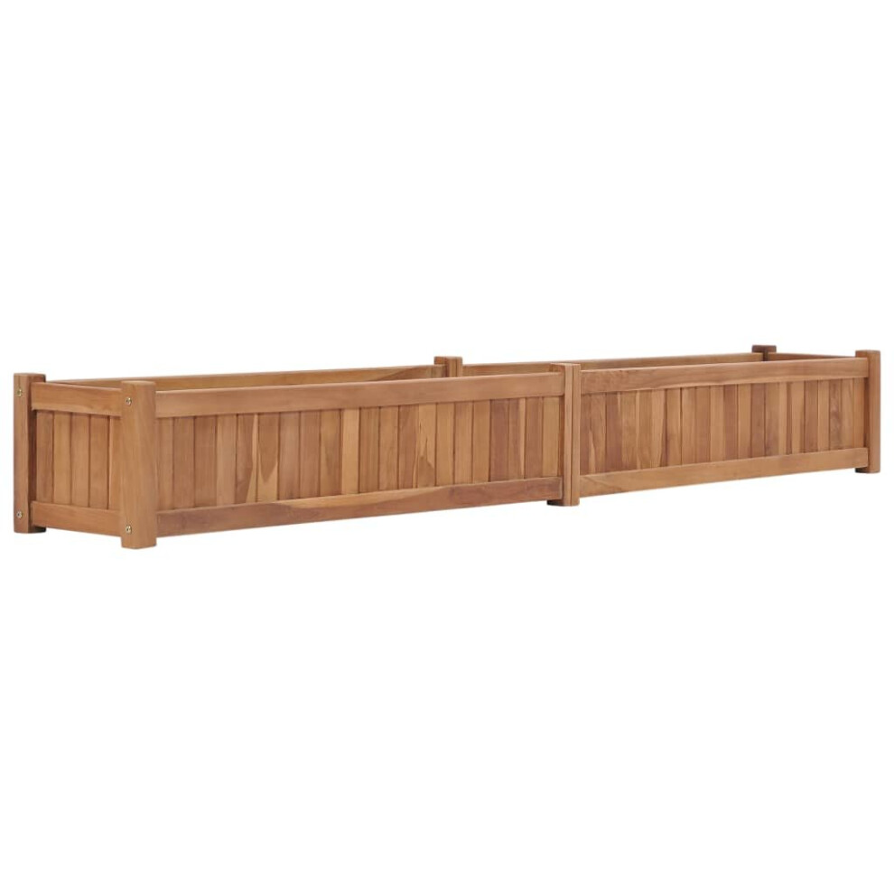 vidaXL Solid Teak Wood Raised Bed 200x30cm Outdoor Garden Flower Plant Pots