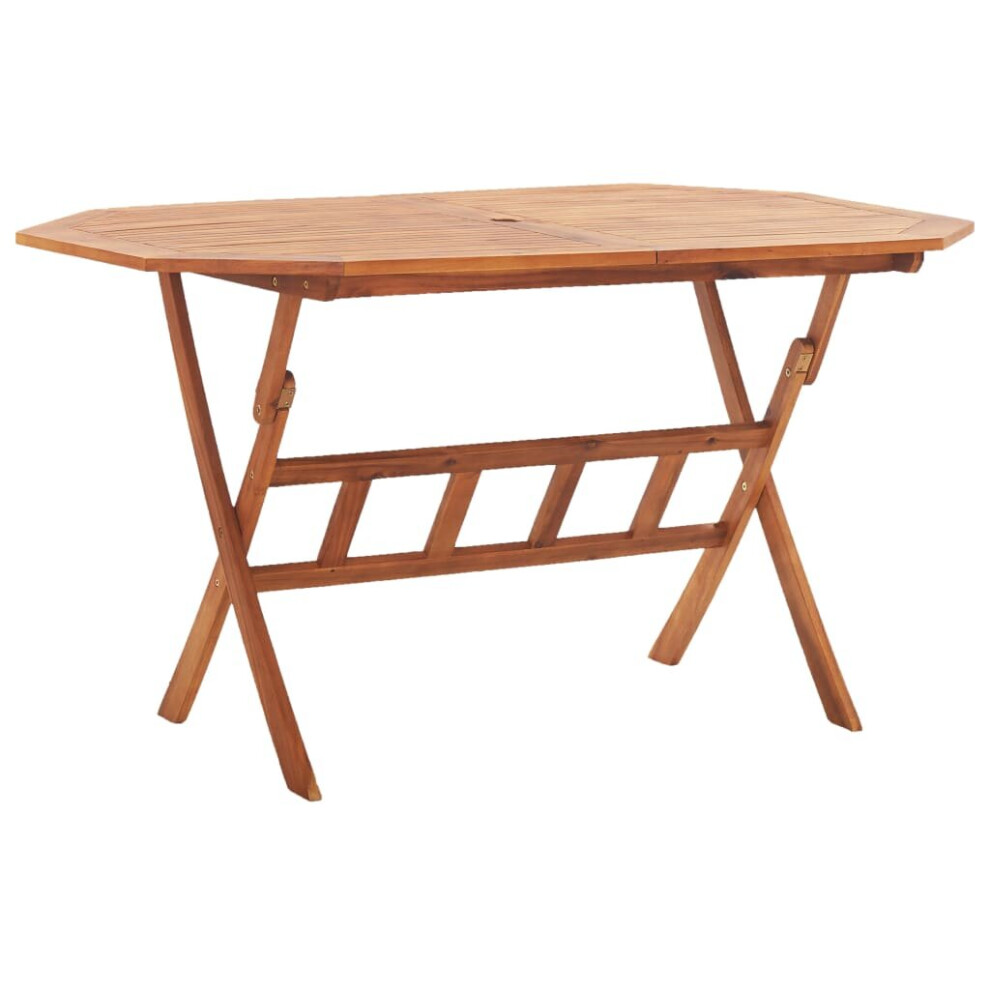 Vidaxl Solid Acacia Wood Folding Garden Table 135Cm Dining Kitchen Yard Desk Brown
