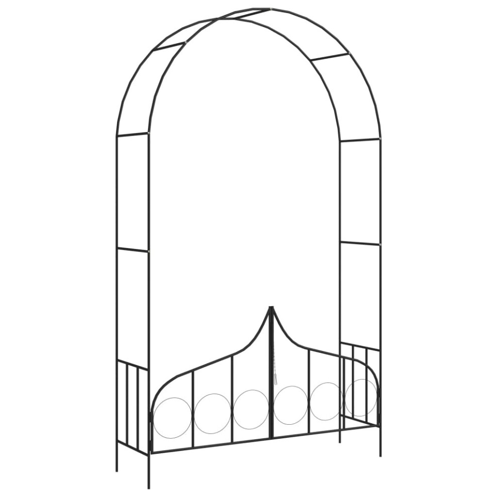 vidaXL Garden Arch With Gate Black Iron Home Lawn Outdoor Archway Pergola