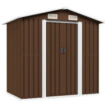 vidaXL Garden Storage Shed Brown 204x132x186cm Steel Outdoor Tool House Cabin