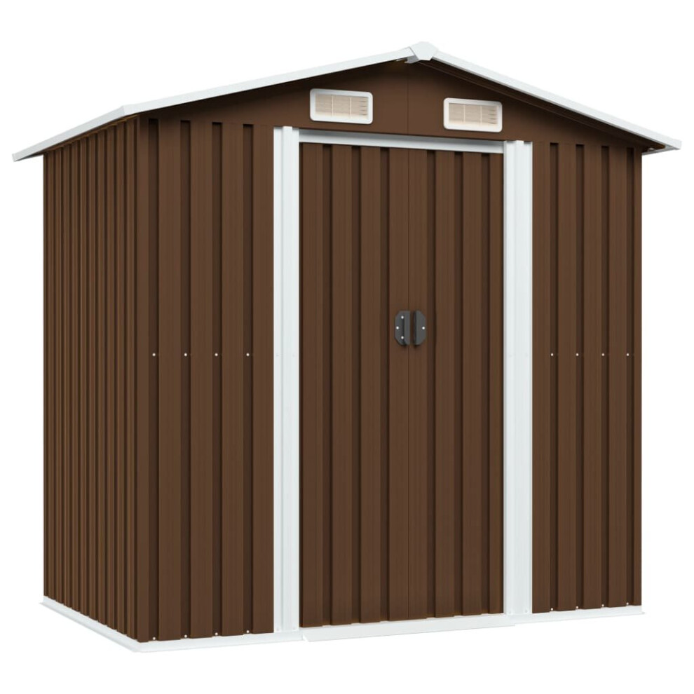 vidaXL Garden Storage Shed Brown 204x132x186cm Steel Outdoor Tool House Cabin