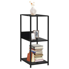 vidaXL Small Straight Book Shelf Black Engineered Wood Office Bookcase Cabinet