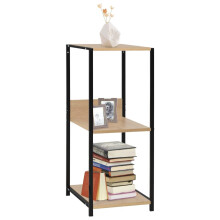 vidaXL Small Straight Book Shelf Black and Oak Engineered Wood Book Cabinet