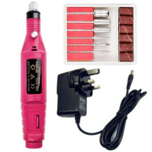 (Rose Red (UK Plug)) Professional Electric Nail Drill Machine Art Acrylic File Manicure Polish Bits Set