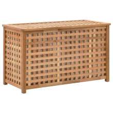 vidaXL Solid Walnut Wood Laundry Chest Indoor Natural Removable Storage Boxes