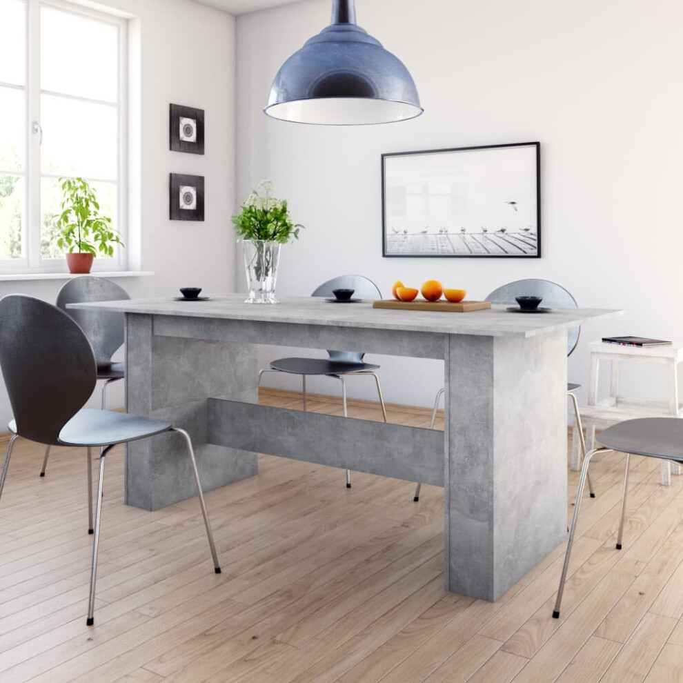 Dining Table Concrete Grey 180x90x76 Cm Chipboard