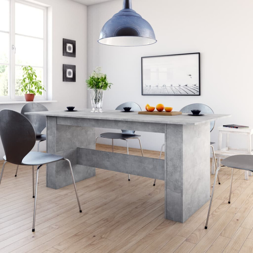 vidaXL Dining Table Concrete Grey Engineered Wood Home Dining Room Furniture