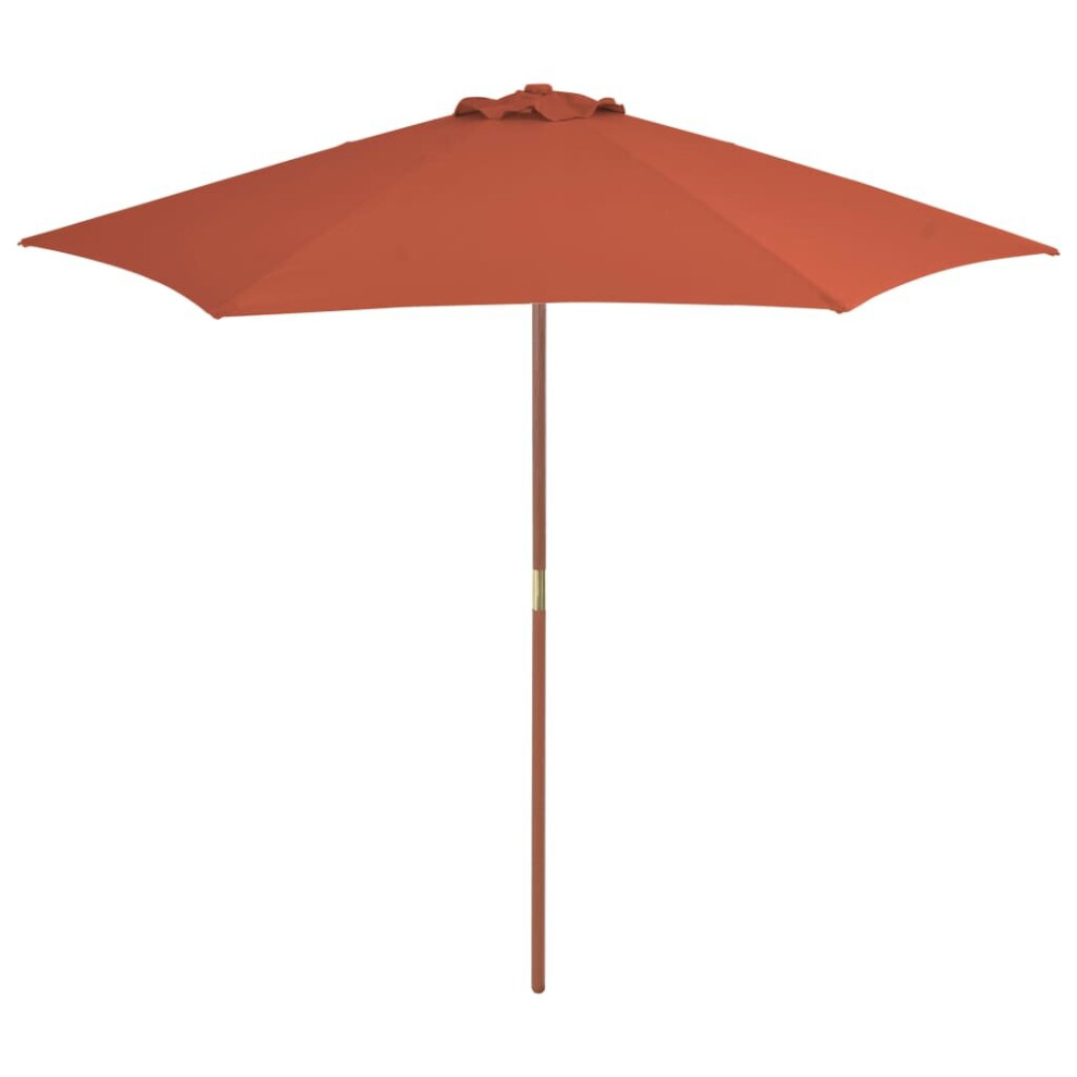 Vidaxl Garden Parasol With Wooden Pole Sunshade Outdoor Umbrella Terracotta