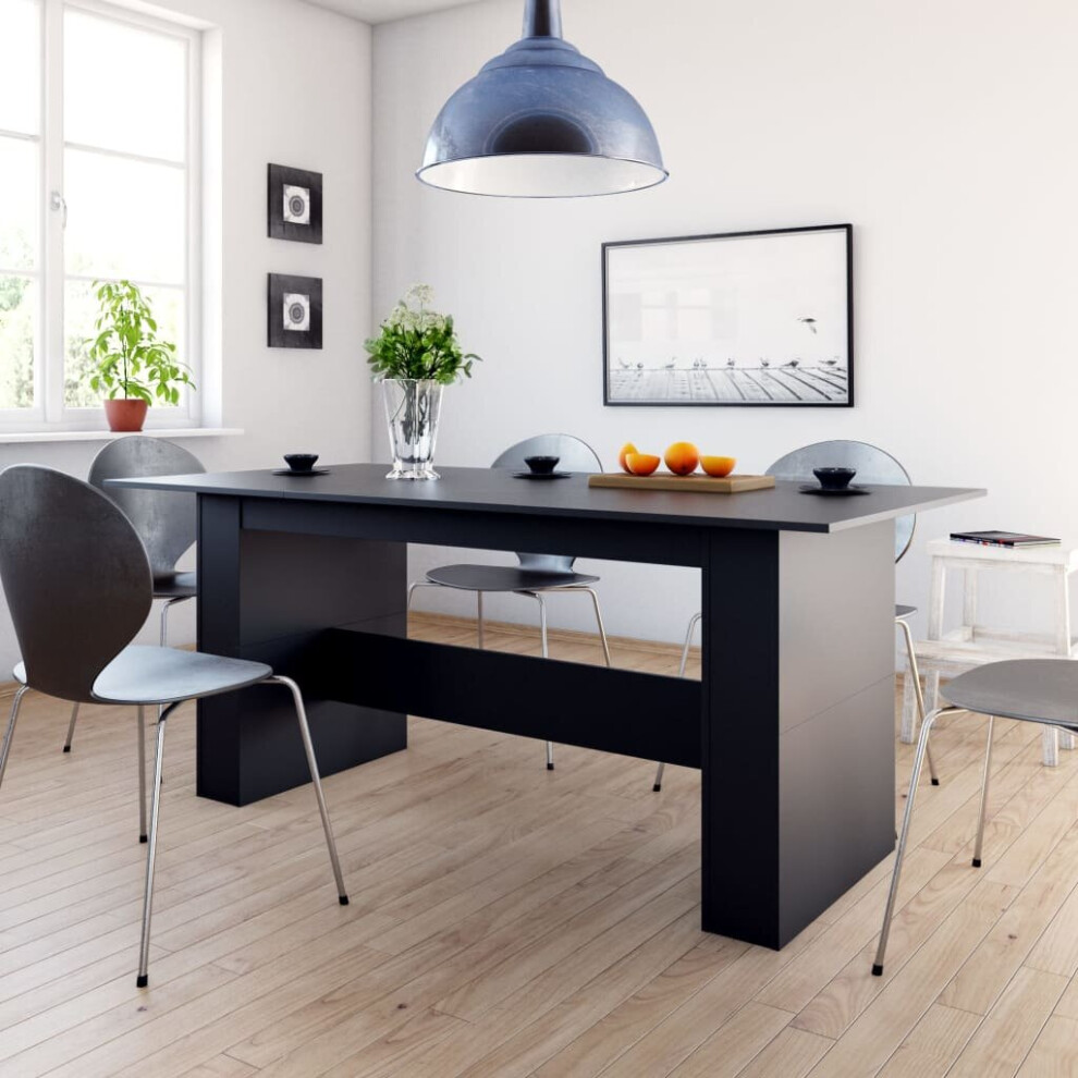 vidaXL Dining Table Black Engineered Wood Kitchen Furniture Dining Room Table