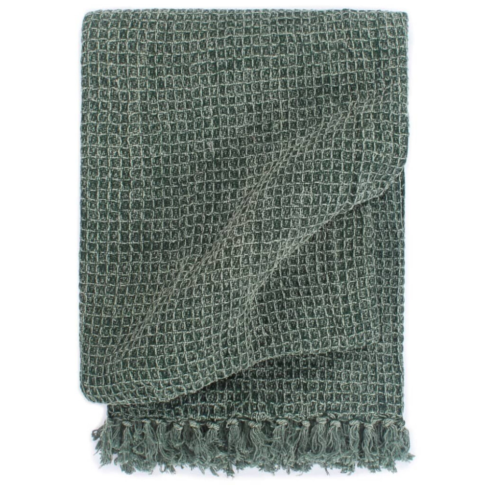 vidaXL Throw Cotton 125x150cm Dark Green Warm Bed Sofa Chair Couch Blanket