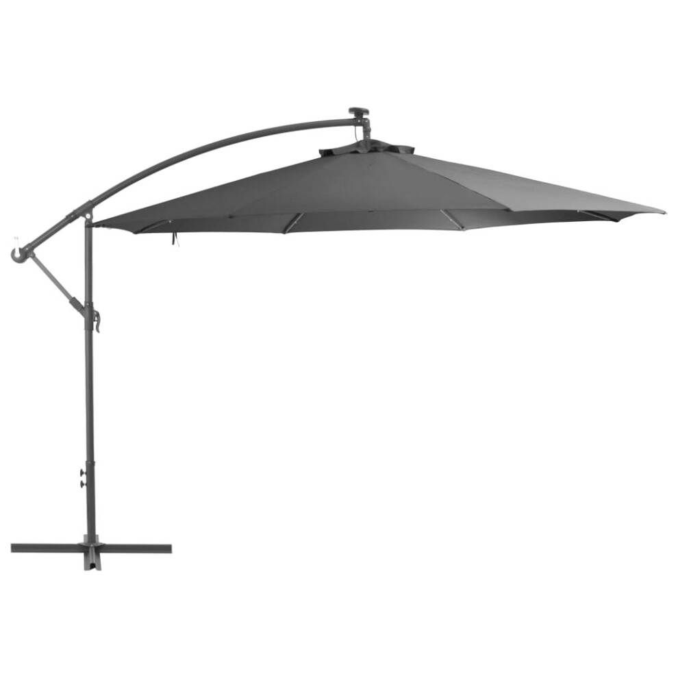 Vidaxl Cantilever Garden Parasol With Led Lights And Metal Pole Anthracite