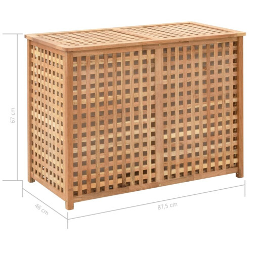 VidaXL vidaXL Solid Walnut Wood Laundry Bin 87.5x46x67cm Clothes Chest Storage Boxes 2