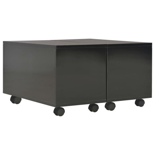 vidaXL Coffee Table High Gloss Black Engineered Wood End Side Couch Table 1