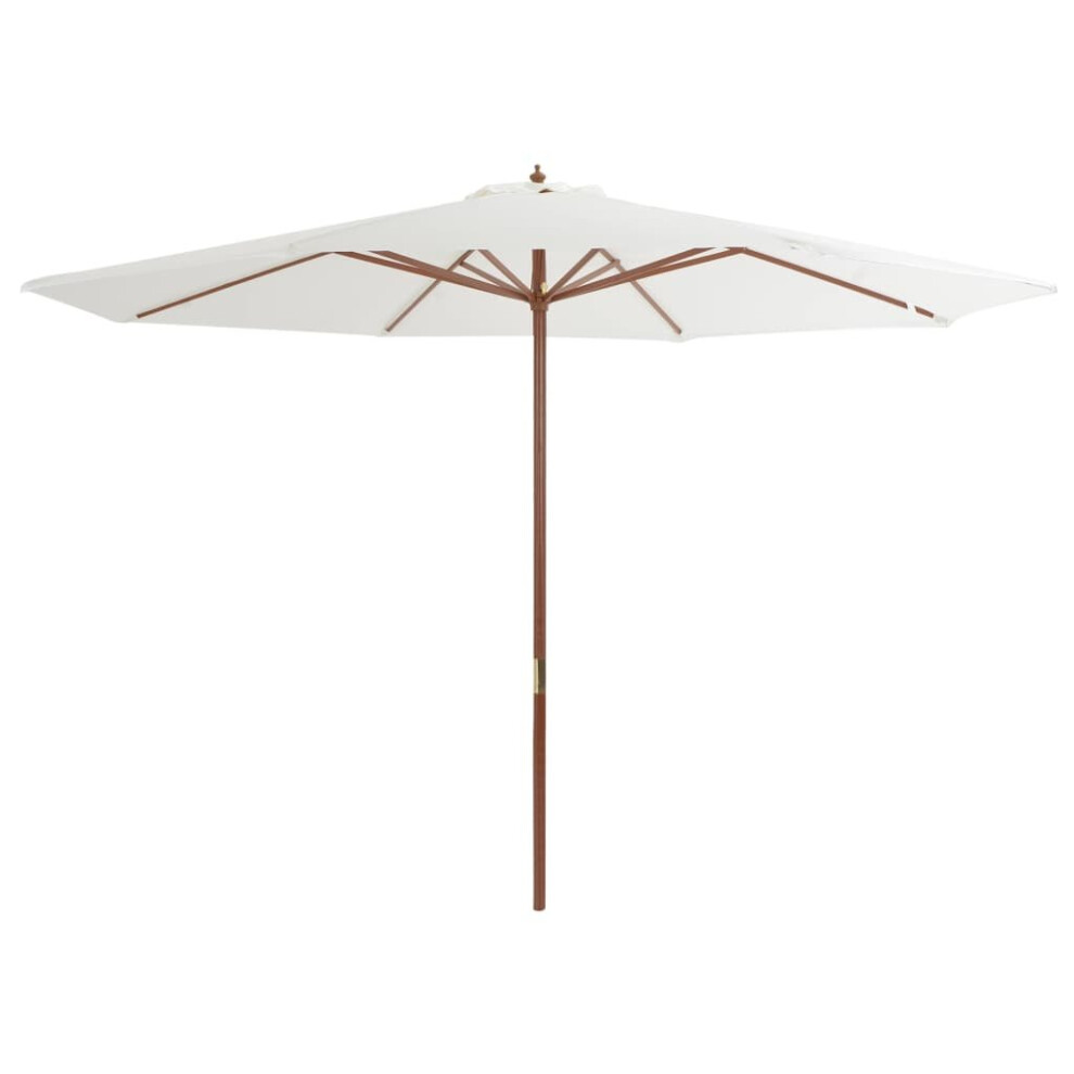 Vidaxl Garden Parasol With Wooden Pole Sunshade Outdoor Umbrella Sand White