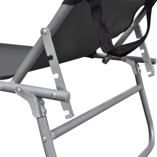vidaXL foldbar liggestol med baldakin, grå, aluminium 1