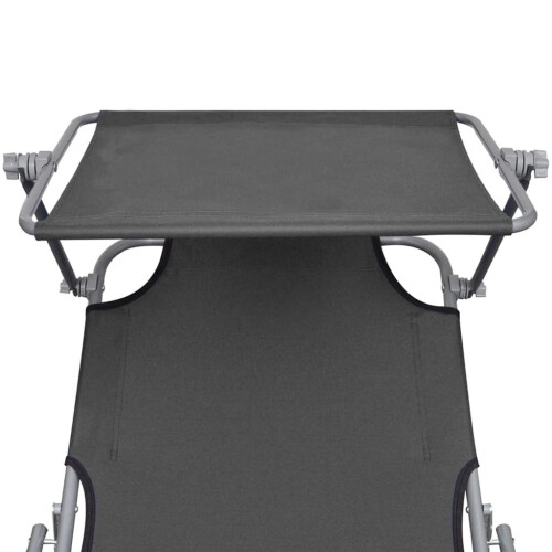 vidaXL foldbar liggestol med baldakin, grå, aluminium 2