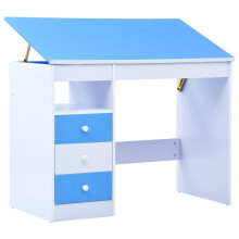 vidaXL Children Drawing Study Desk Tiltable Blue and White Writing Workspaces