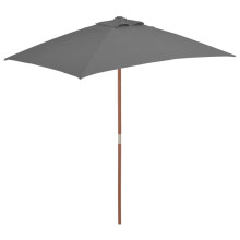 vidaXL Garden Parasol with Wooden Pole Sunshade Outdoor Umbrella Anthracite