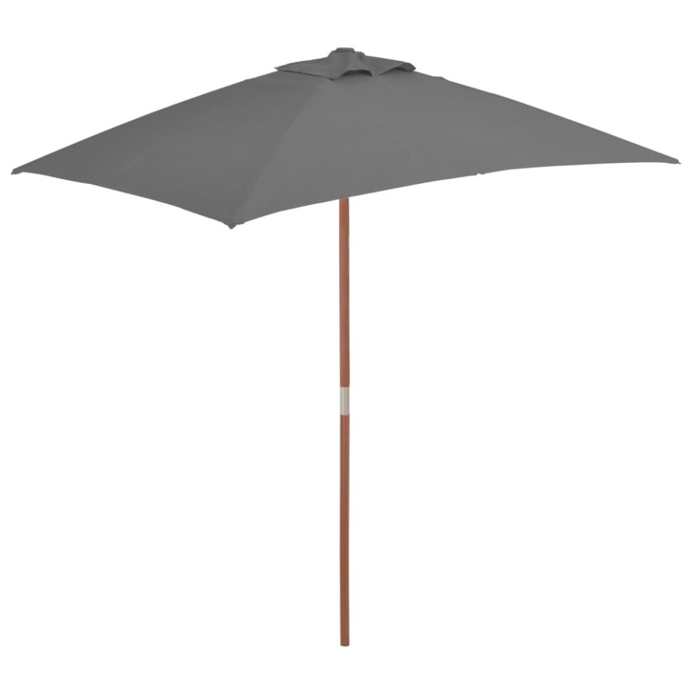 Vidaxl Garden Parasol With Wooden Pole Sunshade Outdoor Umbrella Anthracite