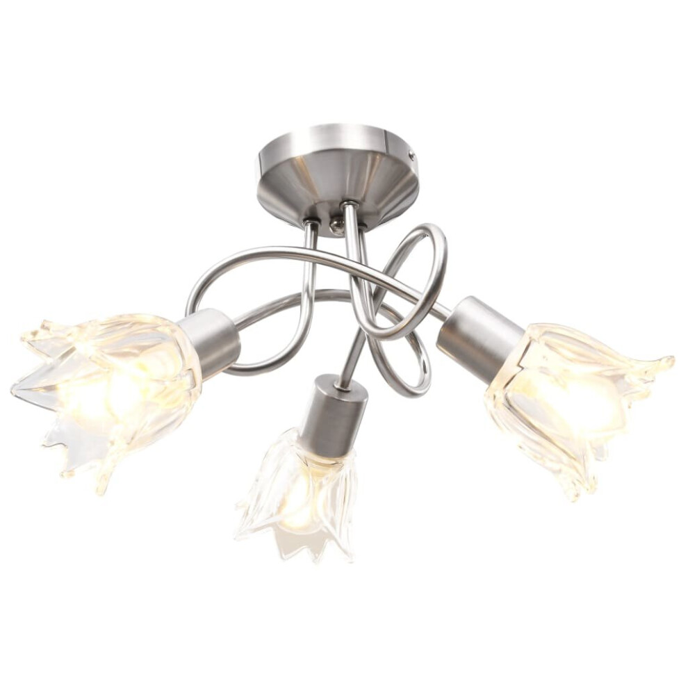 Ceiling Lamp With Transparent Glass Shades For 3 E14 Bulbs Tulip