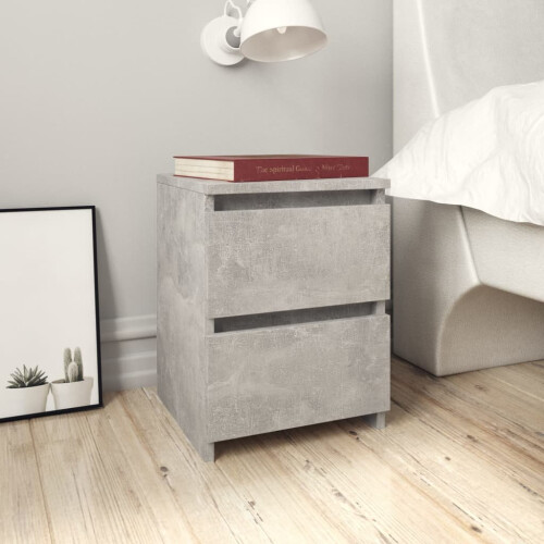 VidaXL vidaXL 2x Bedside Cabinets Engineered Wood Concrete Grey Nightstand End Table