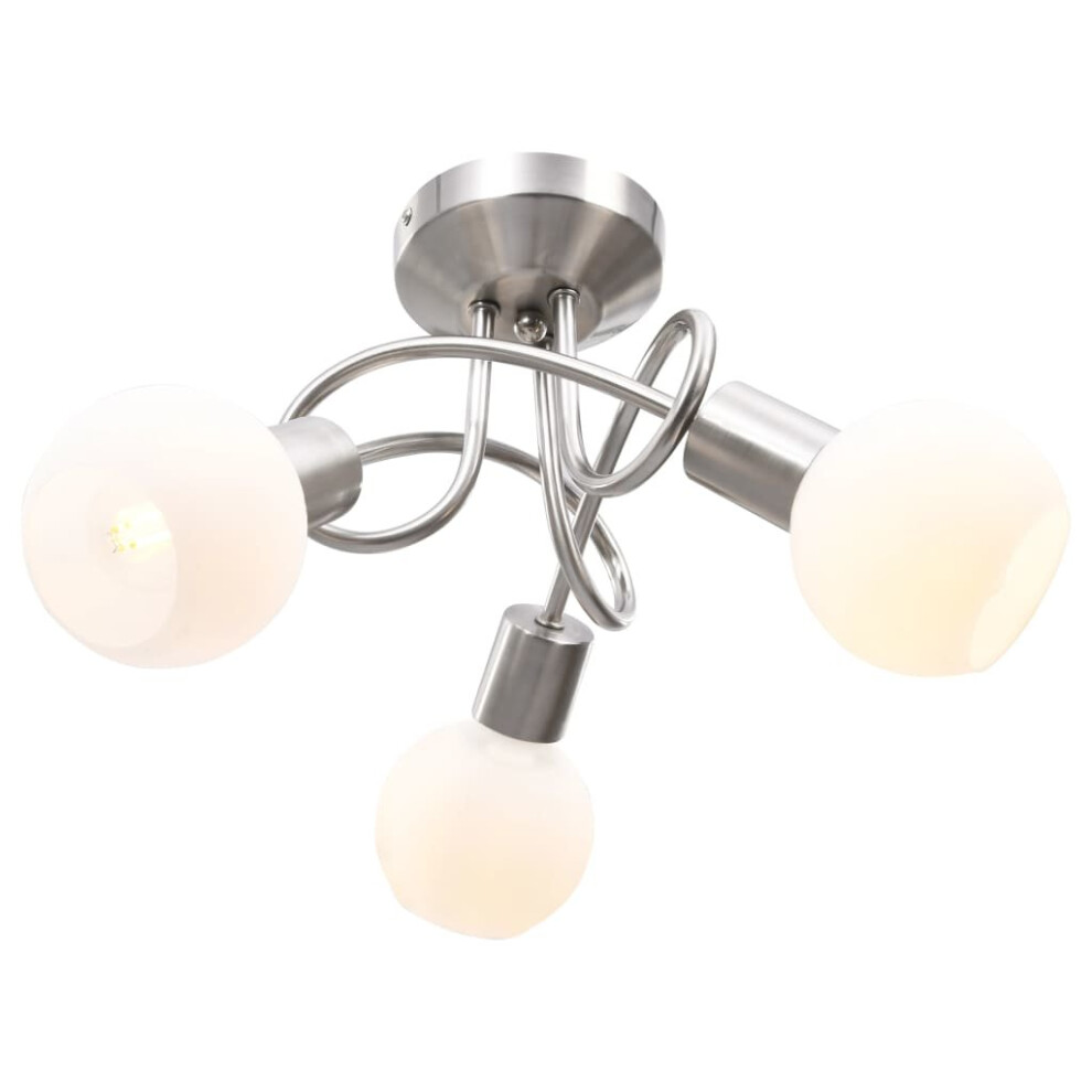 Vidaxl Ceiling Lamp With Ceramic Shades For 3 E14 Bulbs Bowl Chandelier White