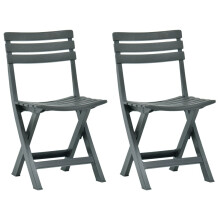 vidaXL 2x Folding Garden Chairs Plastic Green Outdoor Bistro Chair Garden Seat